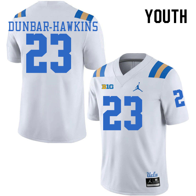 Youth #23 Khristian Dunbar-Hawkins Big 10 Conference College Football Jerseys Stitched-White